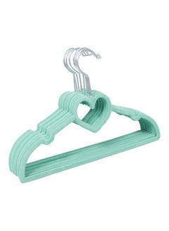 10-Piece Heart Shape Non-Slip Flocking Hangers Green