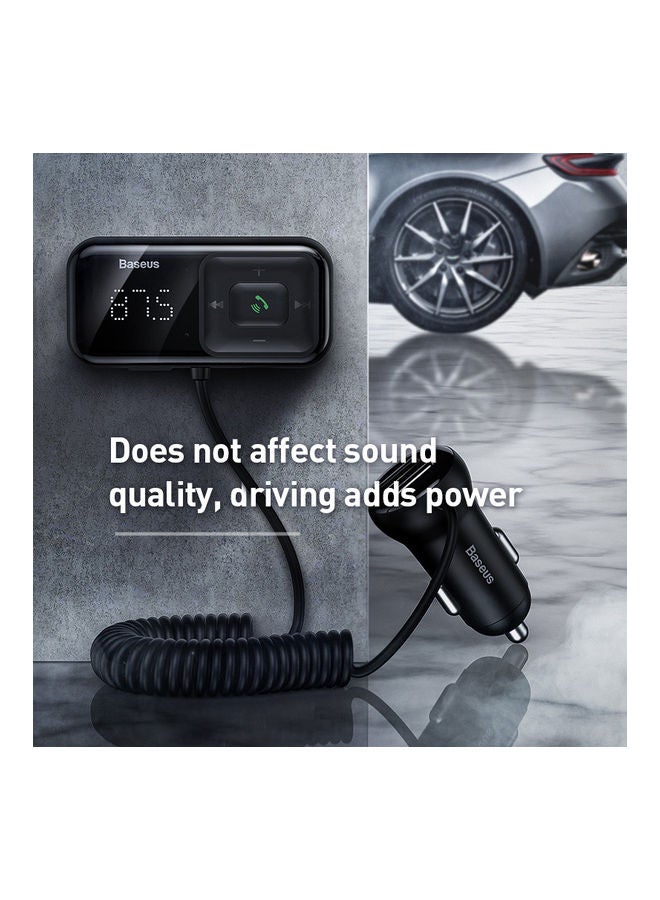 Baseus T Type Bluetooth FM Transmitter for Car, Bluetooth 5.0 Radio with Dual USB Charger Port, Built-in Mic Hand-Free Calling MP3 Music Player TF Card Smart AUX Port - Image 3