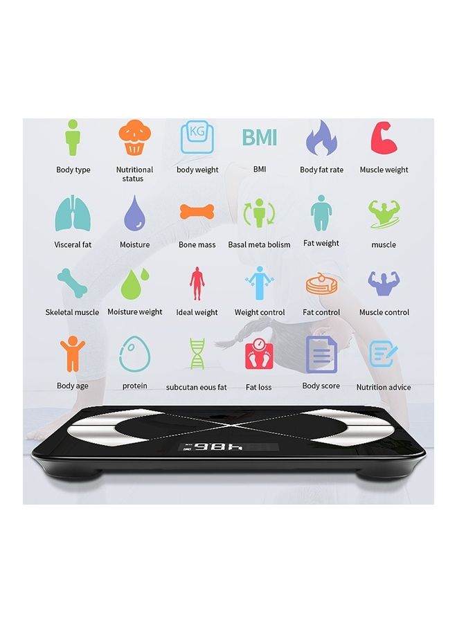 Household Electronic Bluetooth Weight and Health Scale with Support Application Black/White 33 x 32 x 6cm  - Image 1