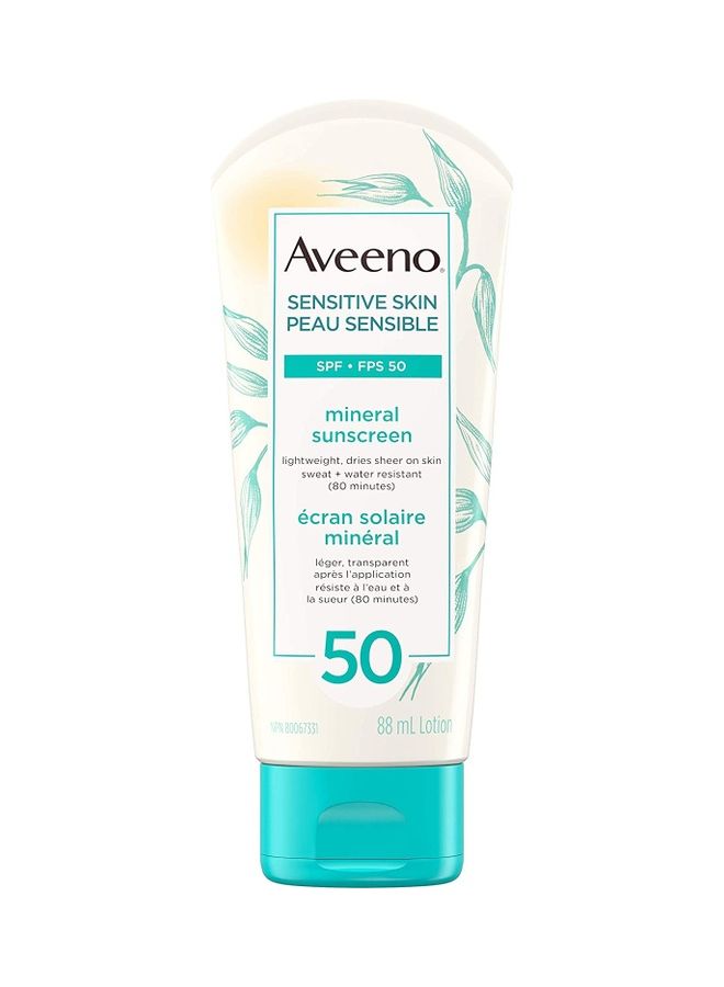 Aveeno Zinc Oxide Mineral Sunscreen Cream White 88ml  - Image 1