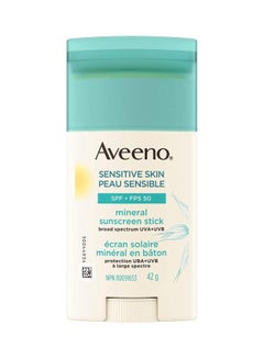 Aveeno Sensitive Skin Mineral Sunscreen Stick White 42grams  - Image 1