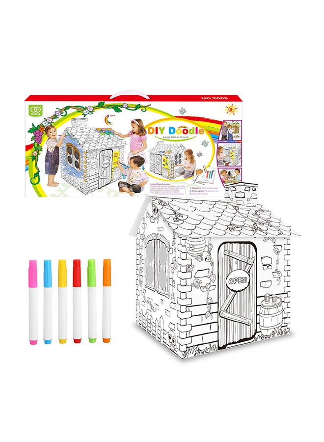 3D Graffiti House Cardboard White - Image 1