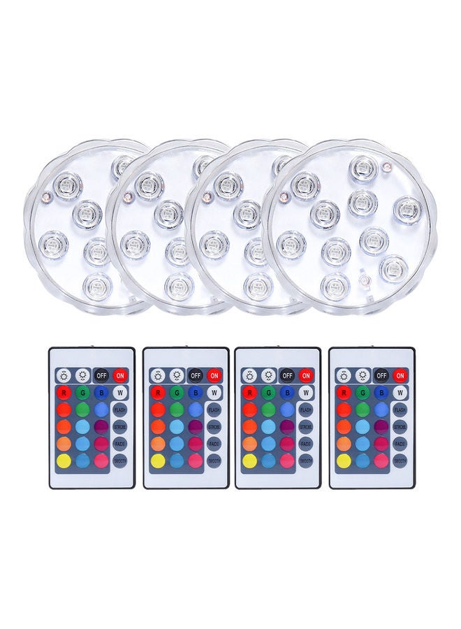 طقم 4 قطع مصابيح LED غاطسة مضادة للماء مزودة بجهاز تحكم عن بعد تتميز الحافظة بتصميم مُتعدد الألوان. - Image 1