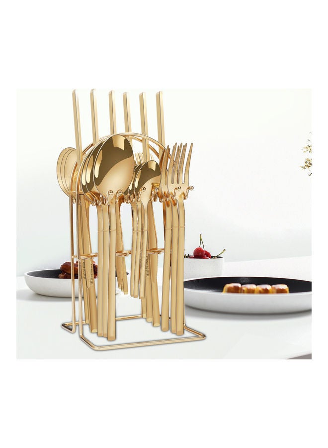 24-Piece Stainless Steel Cutlery Set with Stand Gold - v1628583268/N49954752A_2