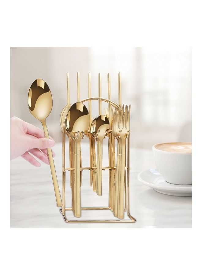 24-Piece Stainless Steel Cutlery Set with Stand Gold - v1628583268/N49954752A_3