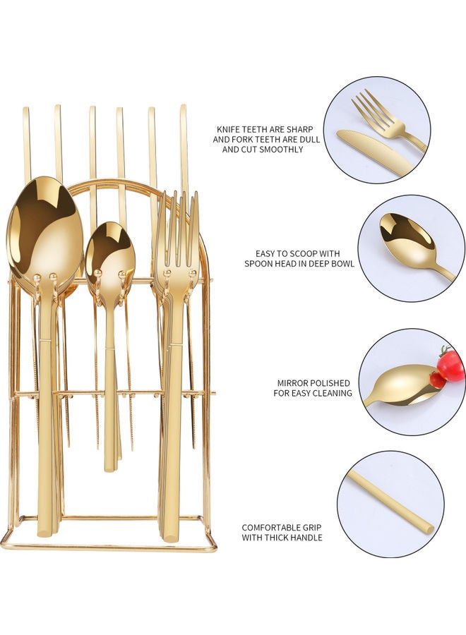 24-Piece Stainless Steel Cutlery Set with Stand Gold - v1628583268/N49954752A_4