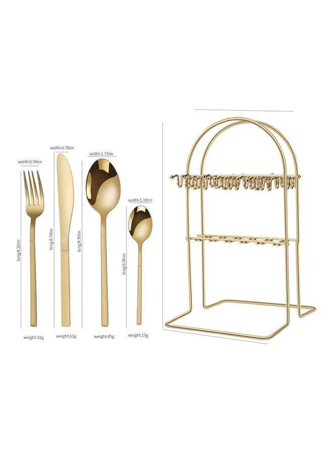 24-Piece Stainless Steel Cutlery Set with Stand Gold - v1628583268/N49954752A_5