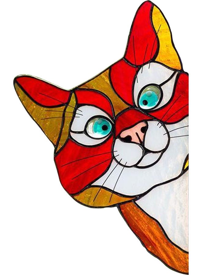 ملصق زجاجي للنافذة بتصميم رسومات قطة كرتونية أحمر 30 x 20 x 2سم