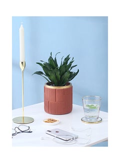 Vertical Pattern Phnom Penh Cement Indoor Flowerpot Modern Plain Pot Home Balcony, Window Display, Garden Planter Brown/Gold 14x13.3cm
