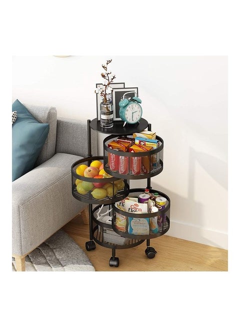 Rotating Shelf Basket Black 31x31x73 cm