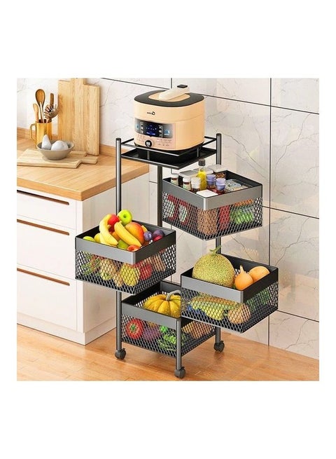 Rotating Kitchen Storage Rack Basket Black 75x34x34cm