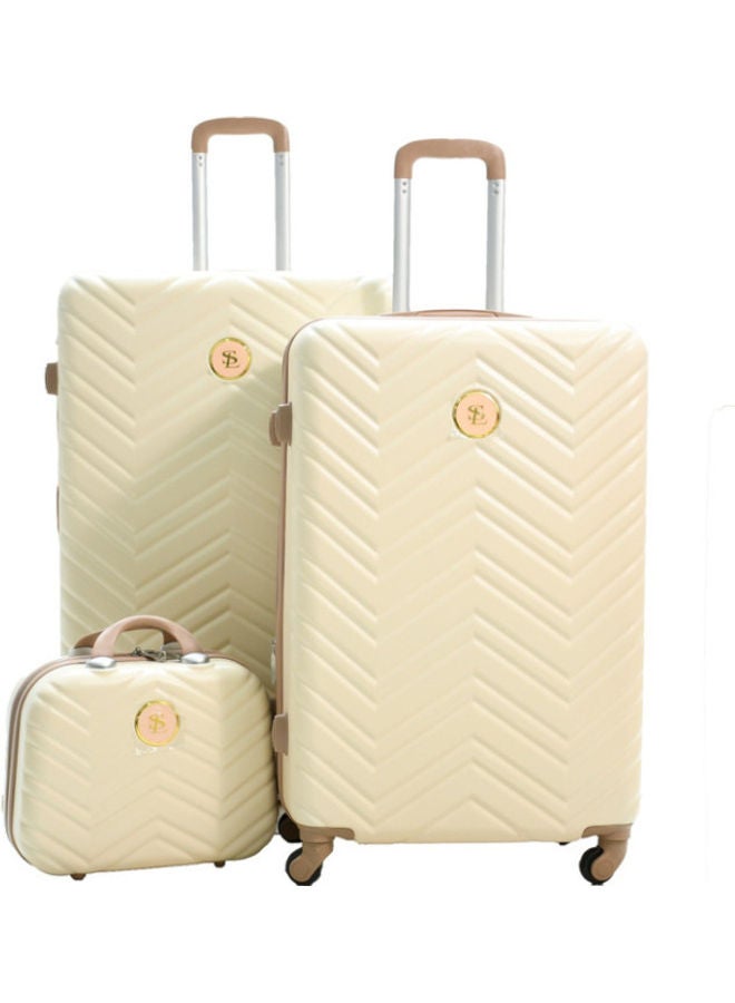 STAR LINE Essential 4 Piece Luggage Trolley Set With Cosmetic Bag Beige - Image 4