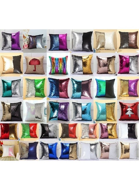 DIY Reversible Sequin Throw Pillow Cover Multicolour 40 x 40cm