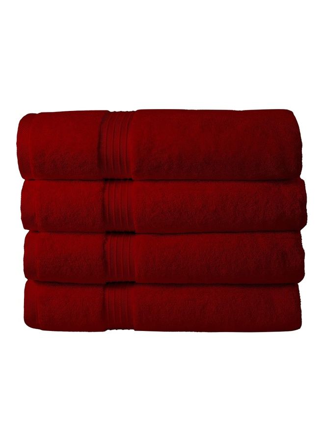 Bliss Casa Bliss Casa 4-Piece Bath Towels, 100% Combed Cotton 550 GSM Superior Quality, Quick Dry Highly Absorbent Thick Soft Hotel Towles for Bath And Spa Bathroom Towel Set Burgundy 70x140cm Burgundy 70x140cm  - Image 1