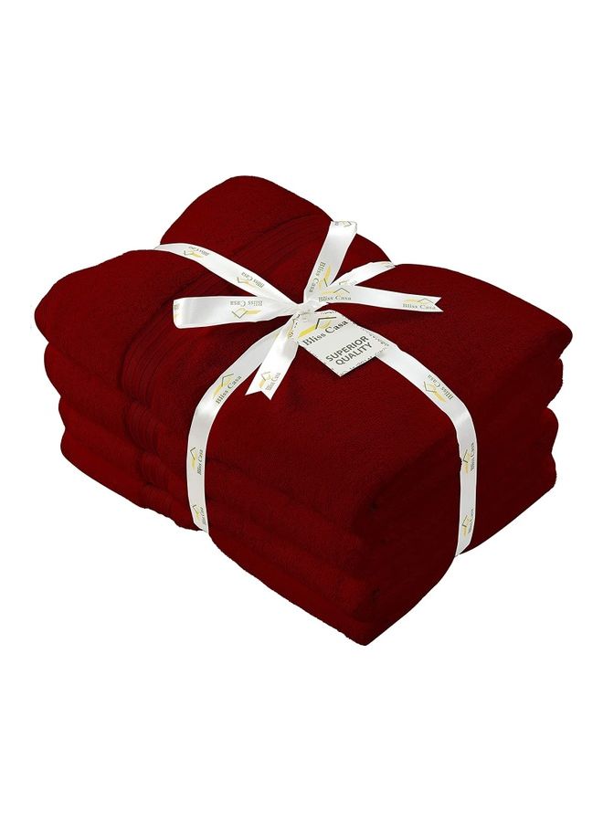 Bliss Casa Bliss Casa 4-Piece Bath Towels, 100% Combed Cotton 550 GSM Superior Quality, Quick Dry Highly Absorbent Thick Soft Hotel Towles for Bath And Spa Bathroom Towel Set Burgundy 70x140cm Burgundy 70x140cm  - Image 2