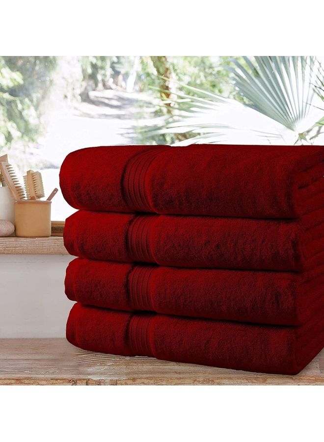 Bliss Casa Bliss Casa 4-Piece Bath Towels, 100% Combed Cotton 550 GSM Superior Quality, Quick Dry Highly Absorbent Thick Soft Hotel Towles for Bath And Spa Bathroom Towel Set Burgundy 70x140cm Burgundy 70x140cm  - Image 3