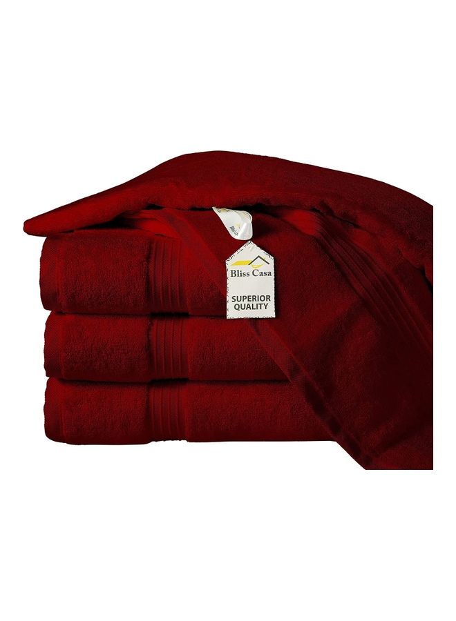 Bliss Casa Bliss Casa 4-Piece Bath Towels, 100% Combed Cotton 550 GSM Superior Quality, Quick Dry Highly Absorbent Thick Soft Hotel Towles for Bath And Spa Bathroom Towel Set Burgundy 70x140cm Burgundy 70x140cm  - Image 4