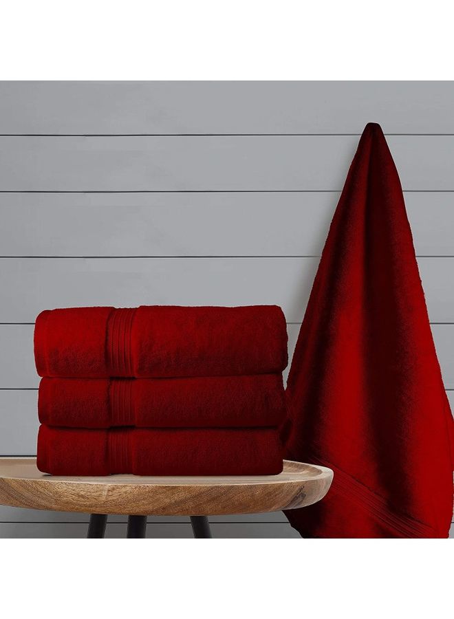 Bliss Casa Bliss Casa 4-Piece Bath Towels, 100% Combed Cotton 550 GSM Superior Quality, Quick Dry Highly Absorbent Thick Soft Hotel Towles for Bath And Spa Bathroom Towel Set Burgundy 70x140cm Burgundy 70x140cm  - Image 5