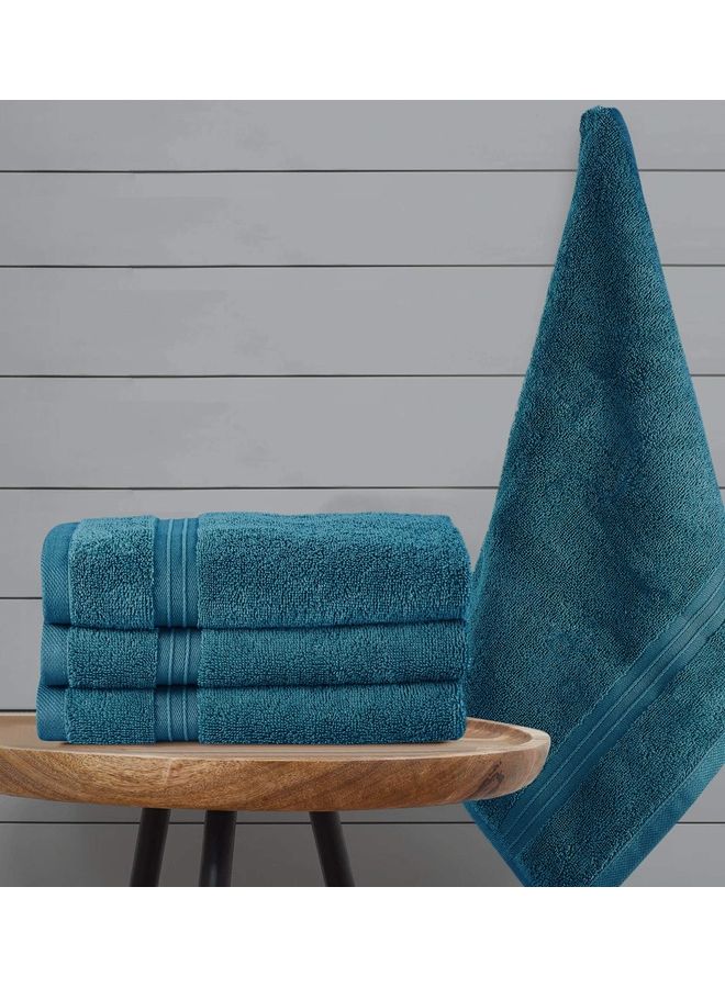 Bliss Casa Bliss Casa 4-Piece Hand Towels, 100% Combed Cotton 550 GSM Superior Quality, Quick Dry Highly Absorbent Thick Soft Hotel Towles for Bath And Spa Bathroom Hand Towel Set Navy 40x70cm Blue 40x70cm  - Image 3