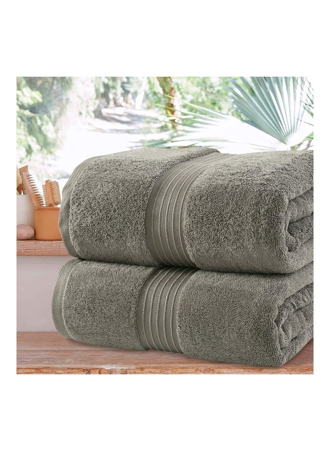 Bliss Casa Bliss Casa 2-Piece Bath Sheets, 100% Combed Cotton 550 GSM Superior Quality Towels, Quick Dry Highly Absorbent, Thick, Soft and Hotel Bathroom Towels for Bath and Spa Grey 80x190cm  - Image 3