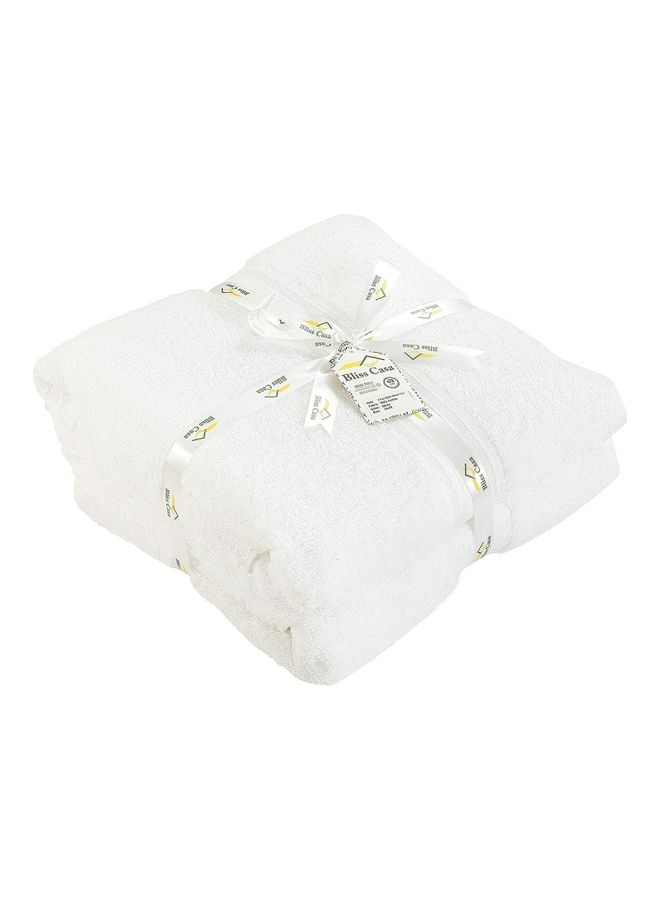 Bliss Casa Bliss Casa 2-Piece Bath Sheets, 100% Combed Cotton 550 GSM Superior Quality Towels, Quick Dry Highly Absorbent, Thick, Soft and Hotel Bathroom Towels for Bath and Spa 90x180 cm White 80x190cm  - Image 2
