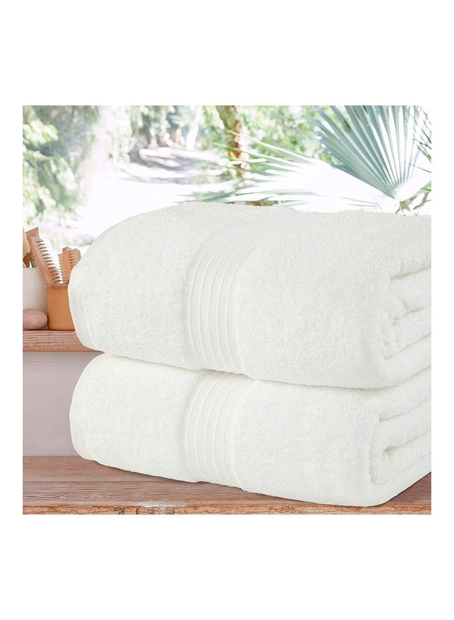 Bliss Casa Bliss Casa 2-Piece Bath Sheets, 100% Combed Cotton 550 GSM Superior Quality Towels, Quick Dry Highly Absorbent, Thick, Soft and Hotel Bathroom Towels for Bath and Spa 90x180 cm White 80x190cm  - Image 3