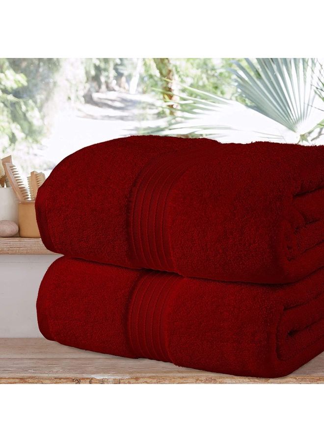 Bliss Casa Bliss Casa 2-Piece Bath Sheets, 100% Combed Cotton 550 GSM Superior Quality Towels, Quick Dry Highly Absorbent, Thick, Soft and Hotel Bathroom Towels for Bath and Spa 35x70 inch Burgundy 35x70cm  - Image 3
