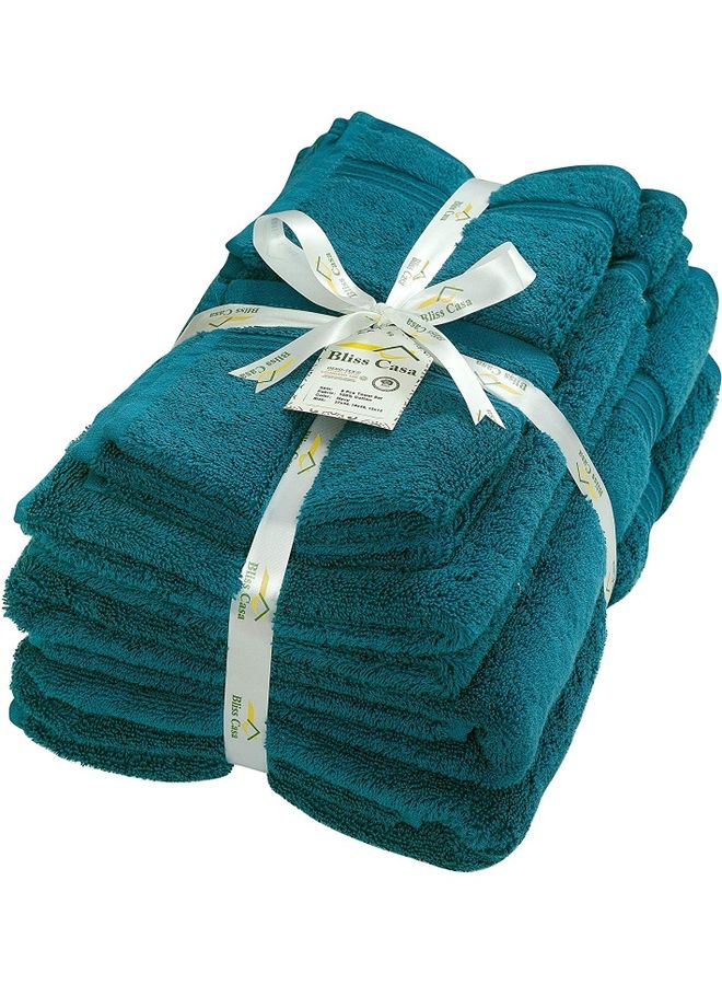 Bliss Casa - Bliss Casa 8-Piece Towel Set, 100% Combed Cotton 550 GSM Superior Quality, Quick Dry Highly Absorbent Thick Bathroom Soft Hotel Towels for Bath And Spa, Towel Set Includes 2 Bath Towels (70x140 cm), 2 Hand Towels (40x70 cm), 4 Washcloths (30x30 cm) Blue 70x140cm - Image 1