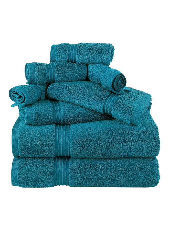 Bliss Casa - Bliss Casa 8-Piece Towel Set, 100% Combed Cotton 550 GSM Superior Quality, Quick Dry Highly Absorbent Thick Bathroom Soft Hotel Towels for Bath And Spa, Towel Set Includes 2 Bath Towels (70x140 cm), 2 Hand Towels (40x70 cm), 4 Washcloths (30x30 cm) Blue 70x140cm - Image 1