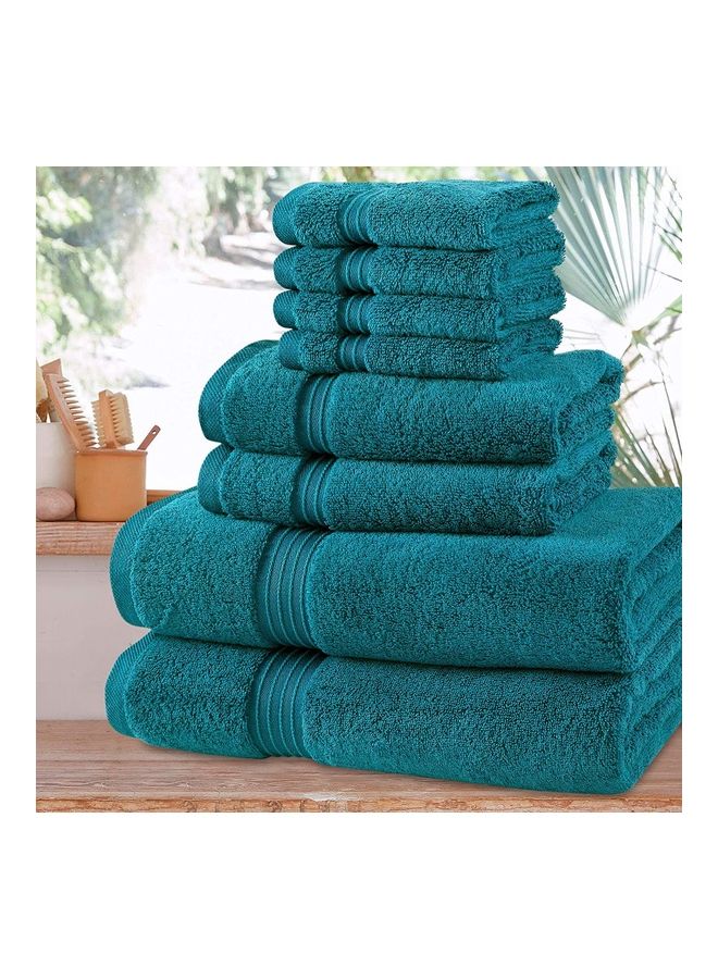 Bliss Casa - Bliss Casa 8-Piece Towel Set, 100% Combed Cotton 550 GSM Superior Quality, Quick Dry Highly Absorbent Thick Bathroom Soft Hotel Towels for Bath And Spa, Towel Set Includes 2 Bath Towels (70x140 cm), 2 Hand Towels (40x70 cm), 4 Washcloths (30x30 cm) Blue 70x140cm - Image 1