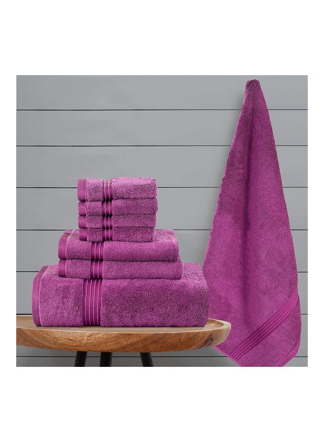 Bliss Casa Bliss Casa 8-Piece Towel Set, 100% Combed Cotton 550 GSM Superior Quality, Quick Dry Highly Absorbent Thick Bathroom Soft Hotel Towels for Bath And Spa, Towel Set Includes 2 Bath Towels (70x140 cm), 2 Hand Towels (40x70 cm), 4 Washcloths (30x30 cm) Plum 70x140cm  - Image 4