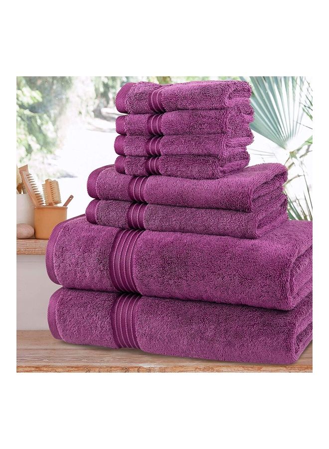 Bliss Casa Bliss Casa 8-Piece Towel Set, 100% Combed Cotton 550 GSM Superior Quality, Quick Dry Highly Absorbent Thick Bathroom Soft Hotel Towels for Bath And Spa, Towel Set Includes 2 Bath Towels (70x140 cm), 2 Hand Towels (40x70 cm), 4 Washcloths (30x30 cm) Plum 70x140cm  - Image 5