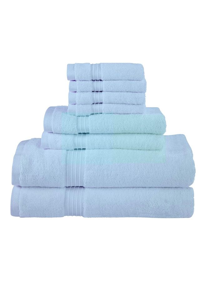 Bliss Casa Bliss Casa 8-Piece Towel Set, 100% Combed Cotton 550 GSM Superior Quality, Quick Dry Highly Absorbent Thick Bathroom Soft Hotel Towels for Bath And Spa, Towel Set Includes 2 Bath Towels (70x140 cm), 2 Hand Towels (40x70 cm), 4 Washcloths (30x30 cm) Light Blue 70x140cm  - Image 1