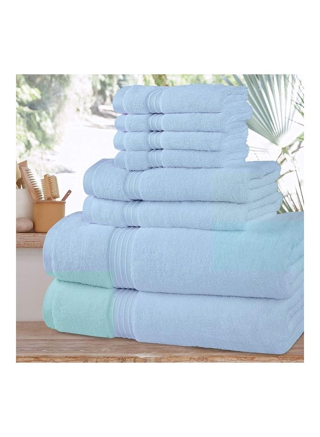 Bliss Casa Bliss Casa 8-Piece Towel Set, 100% Combed Cotton 550 GSM Superior Quality, Quick Dry Highly Absorbent Thick Bathroom Soft Hotel Towels for Bath And Spa, Towel Set Includes 2 Bath Towels (70x140 cm), 2 Hand Towels (40x70 cm), 4 Washcloths (30x30 cm) Light Blue 70x140cm  - Image 2
