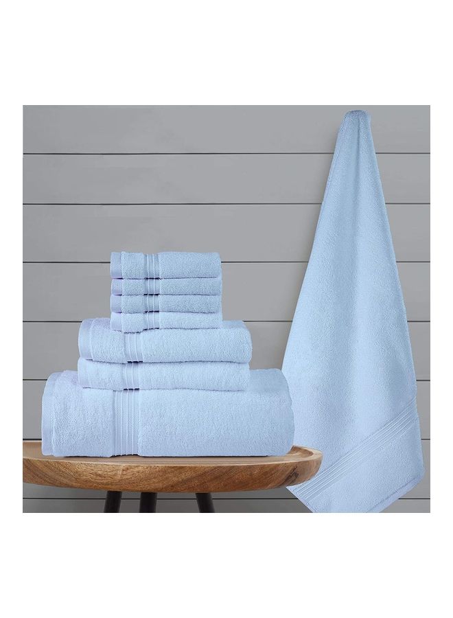 Bliss Casa Bliss Casa 8-Piece Towel Set, 100% Combed Cotton 550 GSM Superior Quality, Quick Dry Highly Absorbent Thick Bathroom Soft Hotel Towels for Bath And Spa, Towel Set Includes 2 Bath Towels (70x140 cm), 2 Hand Towels (40x70 cm), 4 Washcloths (30x30 cm) Light Blue 70x140cm  - Image 5