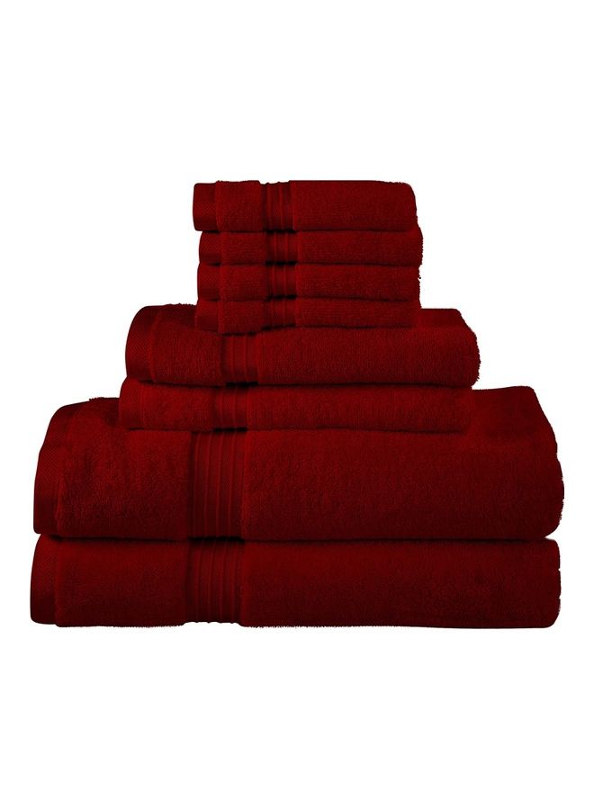 Bliss Casa 8-Piece Towel Set, 100% Combed Cotton 550 GSM Superior Quality, Quick Dry Highly Absorbent Thick Bathroom Soft Hotel Towels for Bath And Spa, Towel Set Includes 2 Bath Towels (70x140 cm), 2 Hand Towels (40x70 cm), 4 Washcloths (30x30 cm) Burgundy 70x140cm - v1628592596/N49966182A_1