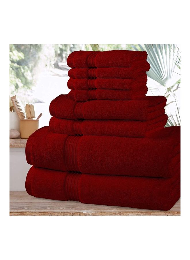 Bliss Casa Bliss Casa 8-Piece Towel Set, 100% Combed Cotton 550 GSM Superior Quality, Quick Dry Highly Absorbent Thick Bathroom Soft Hotel Towels for Bath And Spa, Towel Set Includes 2 Bath Towels (70x140 cm), 2 Hand Towels (40x70 cm), 4 Washcloths (30x30 cm) Burgundy 70x140cm  - Image 2
