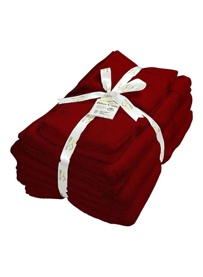 Bliss Casa Bliss Casa 8-Piece Towel Set, 100% Combed Cotton 550 GSM Superior Quality, Quick Dry Highly Absorbent Thick Bathroom Soft Hotel Towels for Bath And Spa, Towel Set Includes 2 Bath Towels (70x140 cm), 2 Hand Towels (40x70 cm), 4 Washcloths (30x30 cm) Burgundy 70x140cm  - Image 3