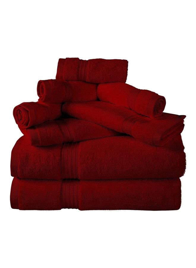 Bliss Casa Bliss Casa 8-Piece Towel Set, 100% Combed Cotton 550 GSM Superior Quality, Quick Dry Highly Absorbent Thick Bathroom Soft Hotel Towels for Bath And Spa, Towel Set Includes 2 Bath Towels (70x140 cm), 2 Hand Towels (40x70 cm), 4 Washcloths (30x30 cm) Burgundy 70x140cm  - Image 5