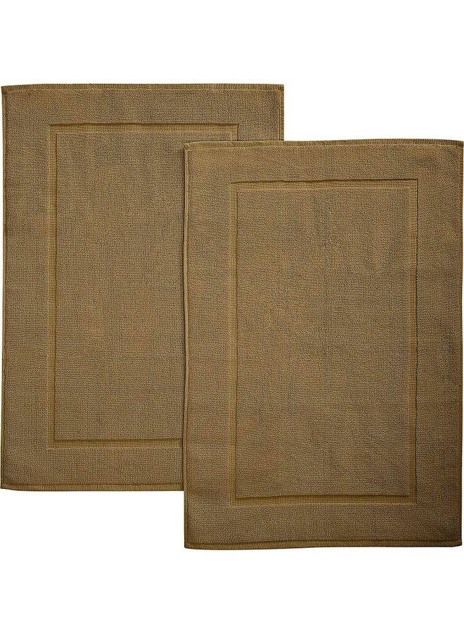 Bliss Casa Pack Of 2 1000 GSM Genuine Ring Spun Cotton Highly Absorbent Cotton Banded Washable Bathroom Floor Towel Bath Mat Set Brown 50x80cm  - Image 1