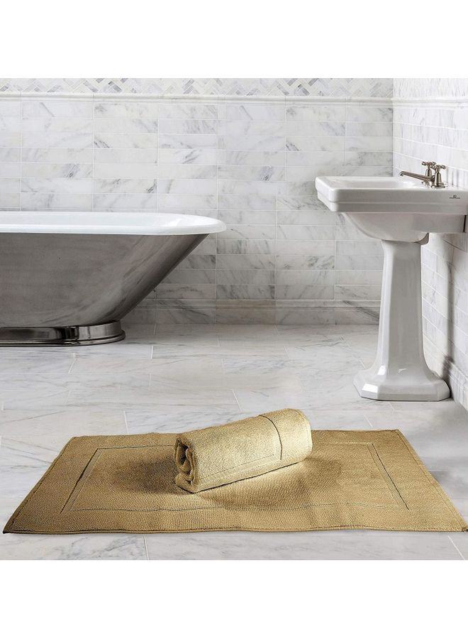 Bliss Casa Pack Of 2 1000 GSM Genuine Ring Spun Cotton Highly Absorbent Cotton Banded Washable Bathroom Floor Towel Bath Mat Set Brown 50x80cm  - Image 4