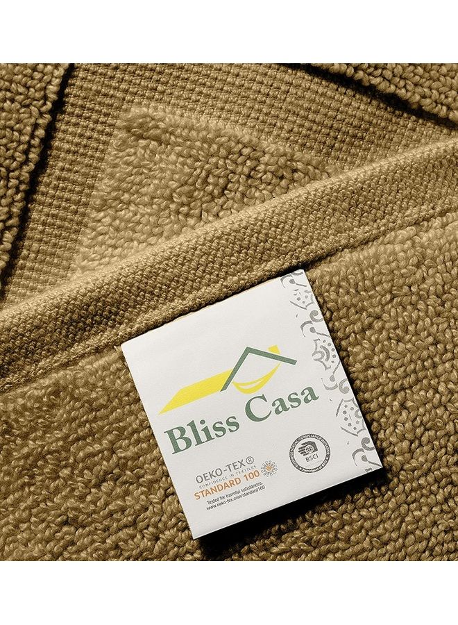 Bliss Casa Pack Of 2 1000 GSM Genuine Ring Spun Cotton Highly Absorbent Cotton Banded Washable Bathroom Floor Towel Bath Mat Set Brown 50x80cm  - Image 5