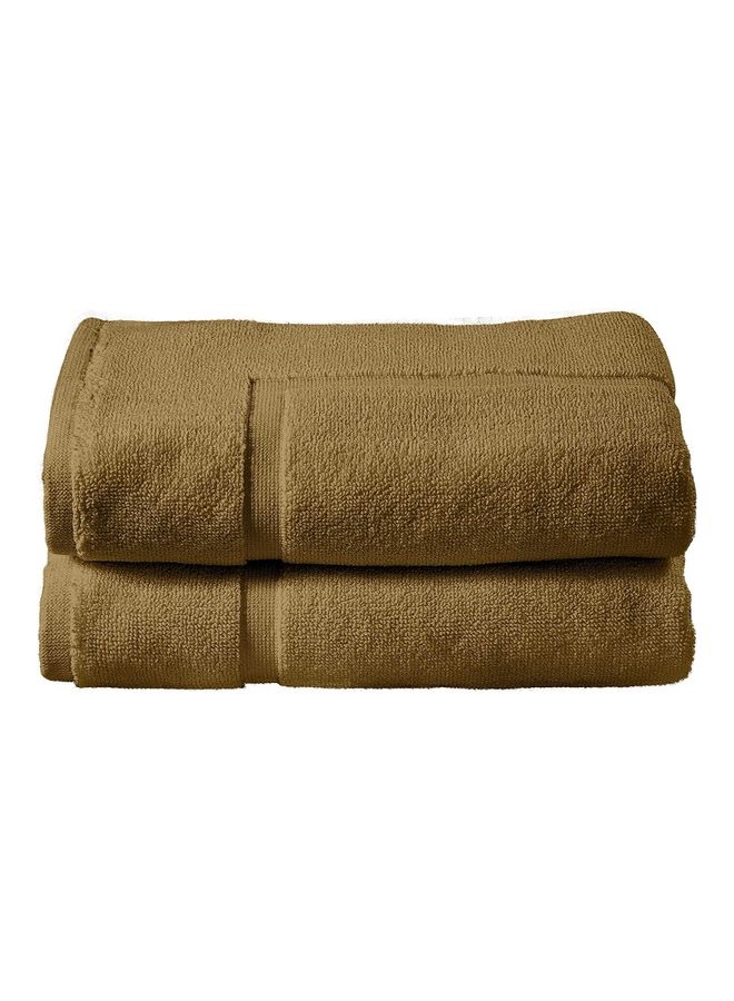 Pack Of 2 1000 GSM Genuine Ring Spun Cotton Highly Absorbent Cotton Banded Washable Bathroom Floor Towel Bath Mat Set Brown 50x80cm - v1628592597/N49966184A_6