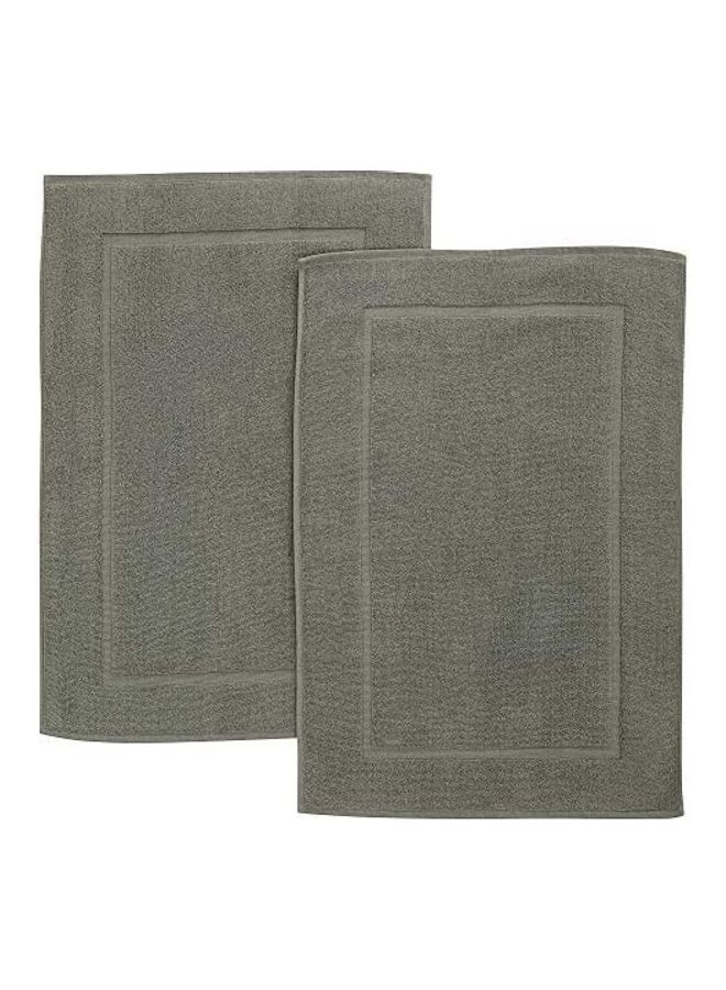 Bliss Casa Pack Of 2 1000 GSM Genuine Ring Spun Cotton Highly Absorbent Cotton Banded Washable Bathroom Floor Towel Bath Mat Set Grey 50x80cm  - Image 1