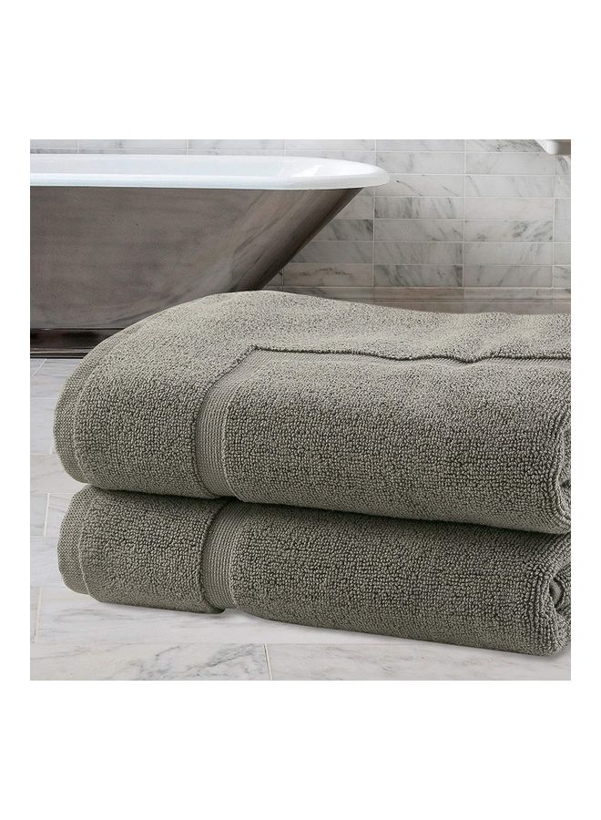 Bliss Casa Pack Of 2 1000 GSM Genuine Ring Spun Cotton Highly Absorbent Cotton Banded Washable Bathroom Floor Towel Bath Mat Set Grey 50x80cm  - Image 2