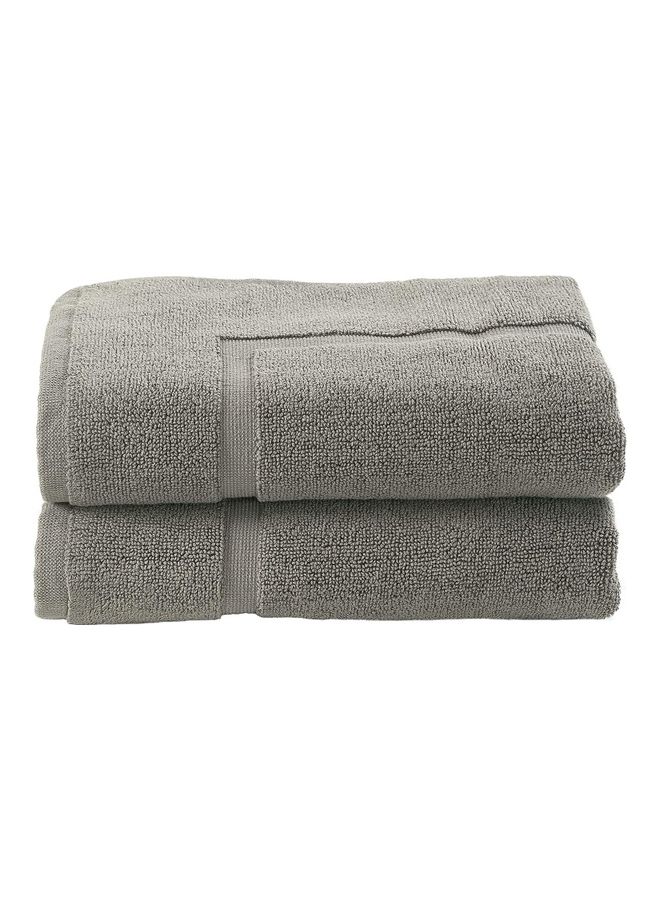 Bliss Casa - Pack Of 2 1000 GSM Genuine Ring Spun Cotton Highly Absorbent Cotton Banded Washable Bathroom Floor Towel Bath Mat Set Grey 50x80cm - Image 1