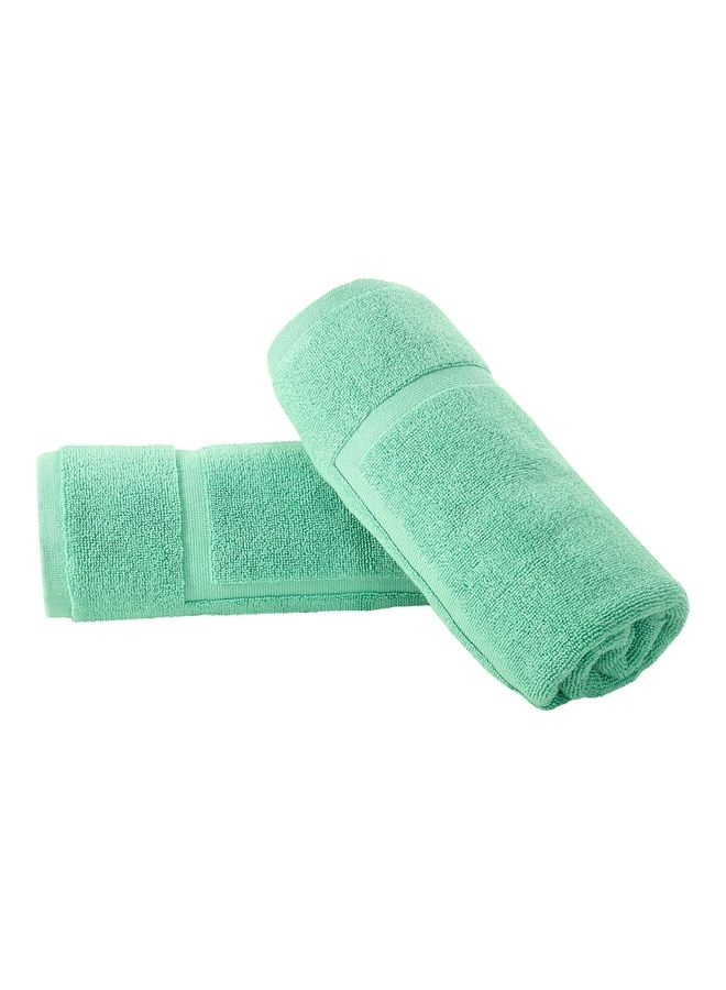 Bliss Casa - Pack Of 2 1000 GSM Genuine Ring Spun Cotton Highly Absorbent Cotton Banded Washable Bathroom Floor Towel Bath Mat Set Green 50x80cm - Image 1