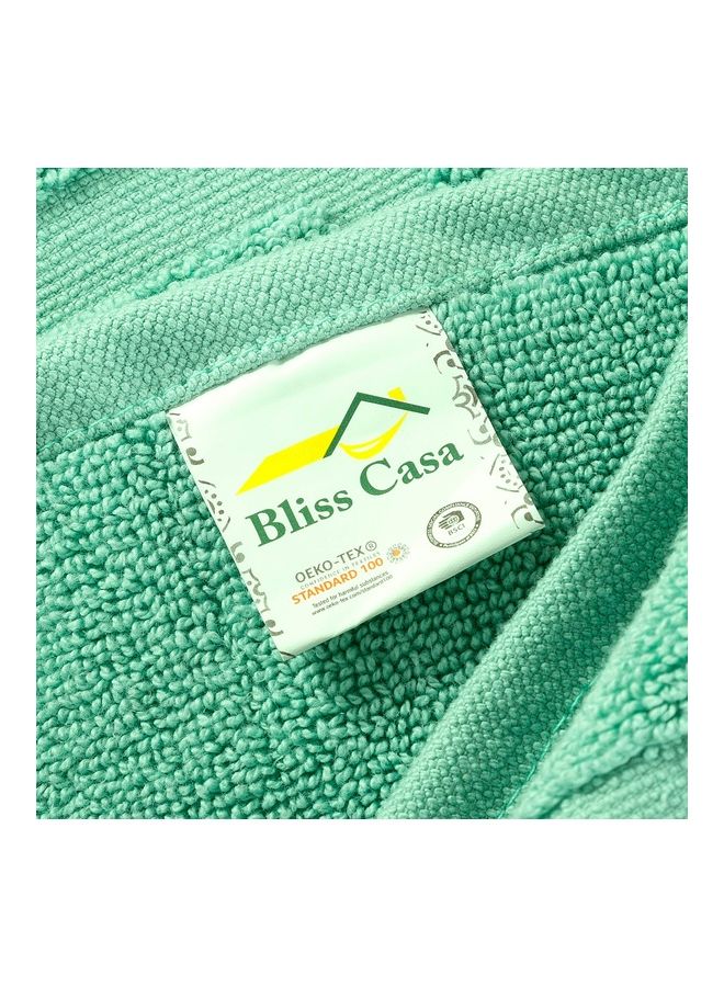 Bliss Casa - Pack Of 2 1000 GSM Genuine Ring Spun Cotton Highly Absorbent Cotton Banded Washable Bathroom Floor Towel Bath Mat Set Green 50x80cm - Image 1