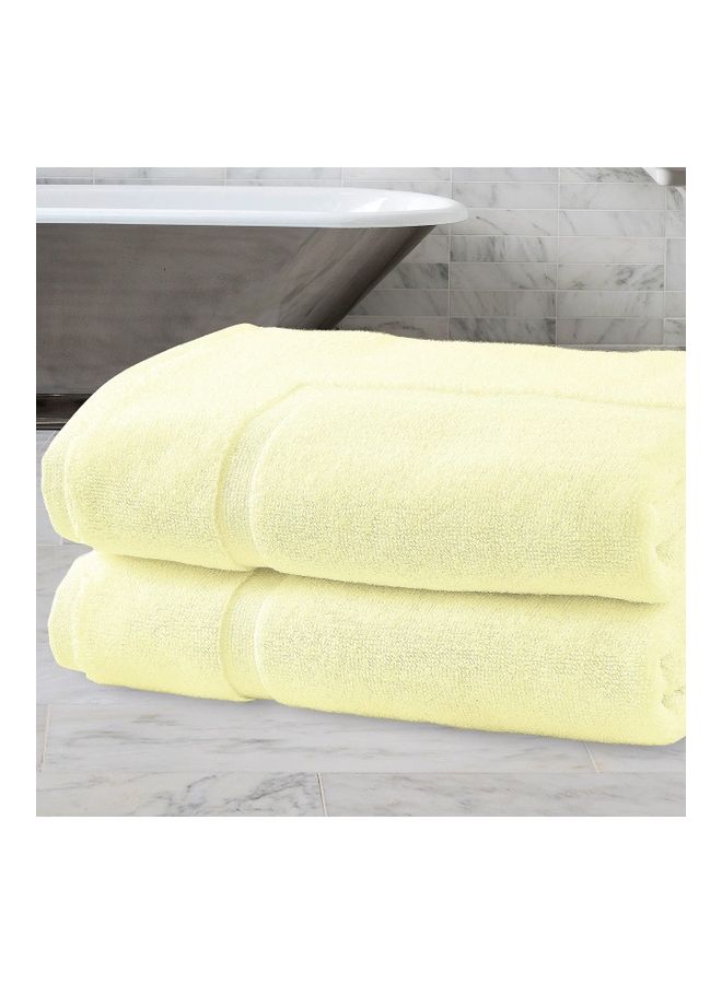 Bliss Casa - Pack Of 2 1000 GSM Genuine Ring Spun Cotton Highly Absorbent Cotton Banded Washable Bathroom Floor Towel Bath Mat Set Beige 50x80cm - Image 1