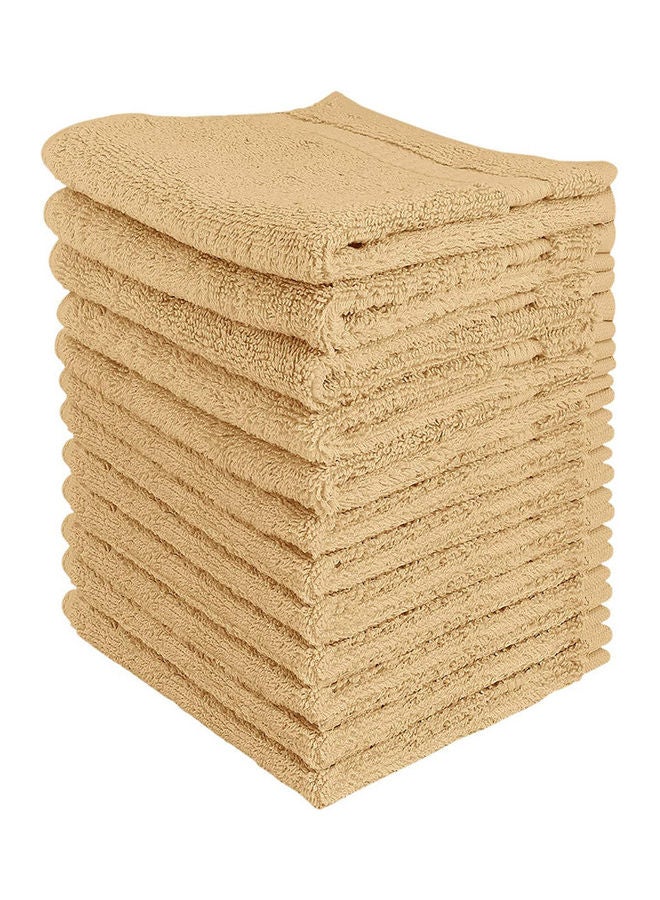 يوتوبيا تويلز طقم مناشف استحمام ناعمة الملمس وعالية الامتصاص من 12 قطعة بيج 13.7x6.8x3.1بوصة